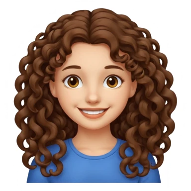crée moi une jeune fille très belle avec les cheveux bouclés long brune sticker