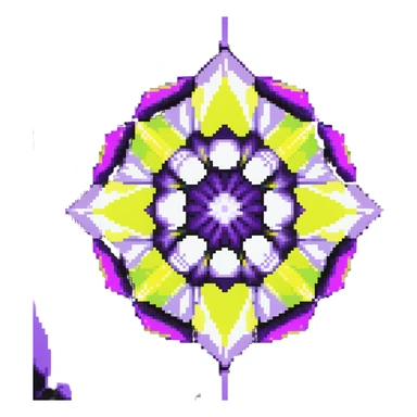 kaleidoscope effect with 6 facets, black, white, and neon yellow sticker