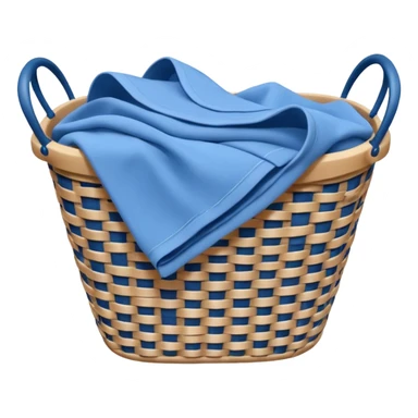 white LAUNDRY BASKET WITH FOLDED blue CLOTHES sticker