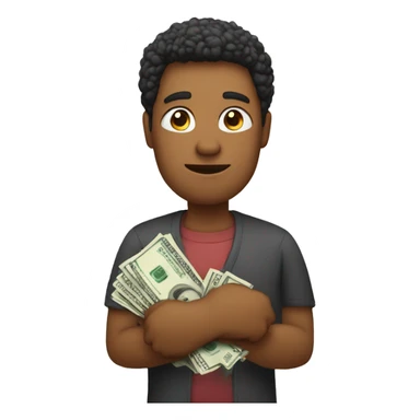 Saying sorry while holding money sticker