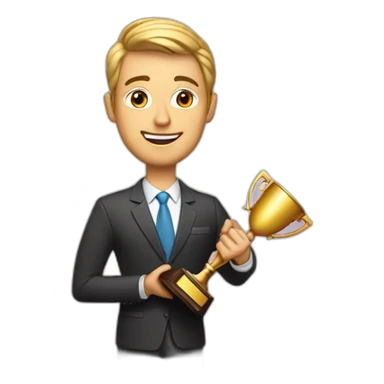 television game show host holding a trophy sticker