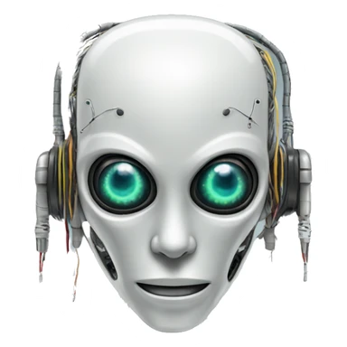 Alien robot head with wires and circuits sticker