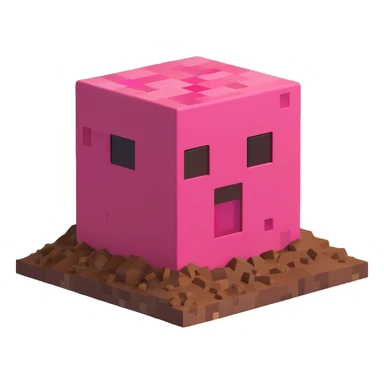 pink Minecraft dirt block 3D emoji sticker