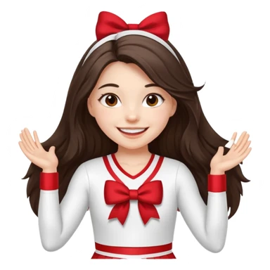 white happy long haired brunette girl in a white USC cheerleader outfit sticker
