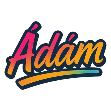 The name 'Ádám' in a modern, colorful gradient font with a dark outline, on a transparent background. The name is partially or fully underlined with a slightly slanted, dynamic underline similar to the style used in the 'Attila' sample. sticker