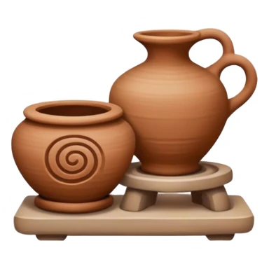 Pottery, clay sculpture, pottery wheel, earthy tones, simple design, minimalistic, on a white background, no extra details sticker