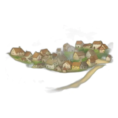 petit village avec une colline en fond sticker