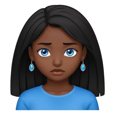 dark femine black haired girl with blue eyes and black top, very cold look sticker