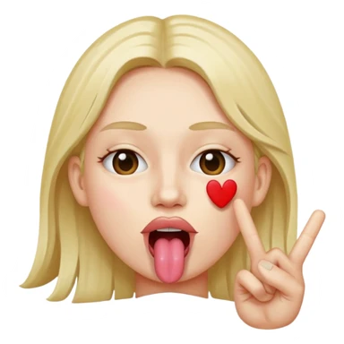 Peace sign in front of mouth with tongue sticking out  sticker