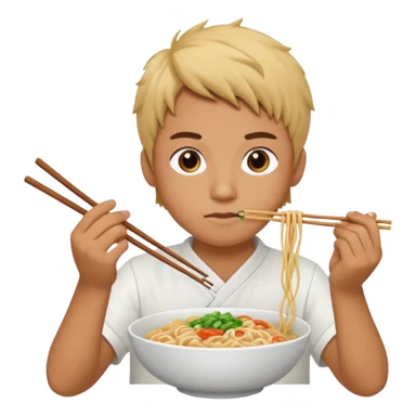 Create a person having noodles dinner. sticker