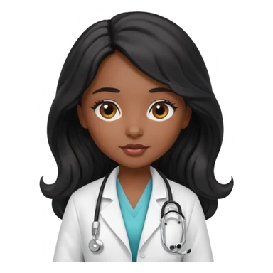 a pretty bratz light dusky girl with long wavy black hair as a doctor\ sticker