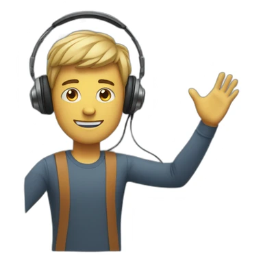 man with headphones on and arms out  sticker