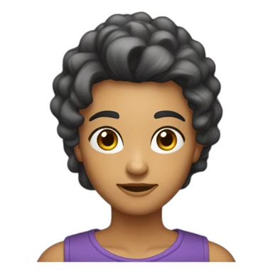 uma jovem parda, cabelo liso, usando blusa roxa, com celular na mão sticker