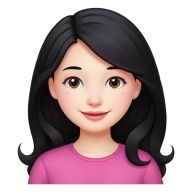 Clean girl long and black Hair and pink Cheek sticker