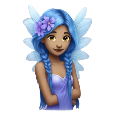 Beautiful, blue flower, fairy, blue, silver, purple, long hair, big wings sticker
