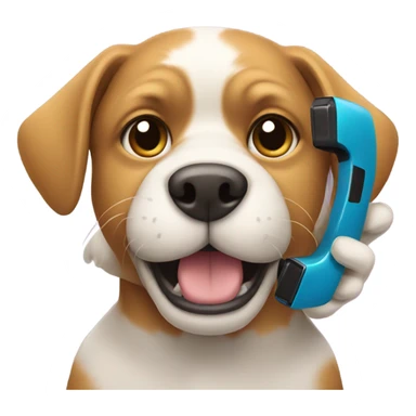 Dog with two phones sticker