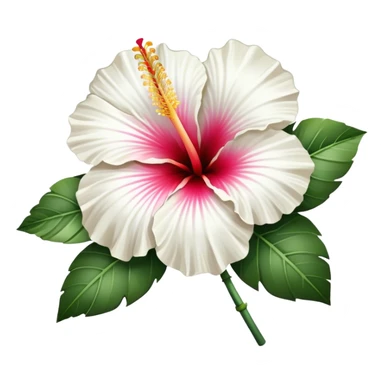 single white Hawaiian hibiscus, straight stem sticker