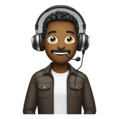 podcaster in headphones with microphone sticker