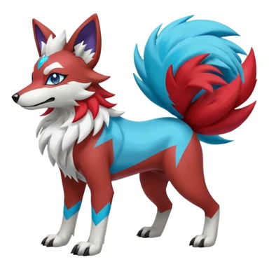  Shiny red white blue cyan Zigzagoon-Lycanroc-Hybrid (Full body) sticker