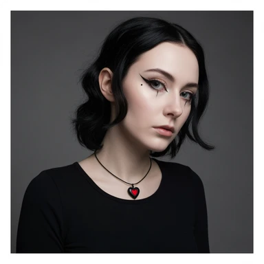 goth profile picture with a heart accent, cute, expressive, minimal, new variation 2 sticker