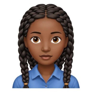 kenyan woman with long, black, braided hair in rows, brown eyes, pretty, round face sticker