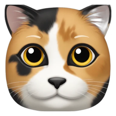 Calico cat with very black face and white nose stripe sticker