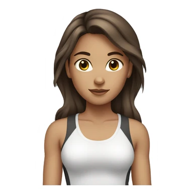Girl in gym brown hair brown eyes white  sticker