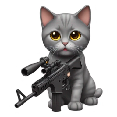 british short hair cat with gun sticker