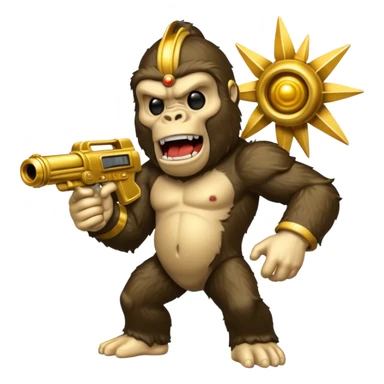 King Kong goofy emoji with ray gun from COD Zombiesr sticker