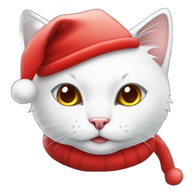 christmas white kitty in red hat sticker