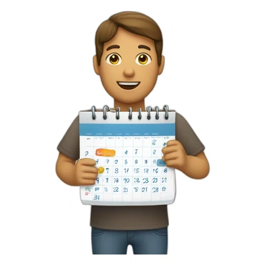 person holding a calendar sticker
