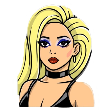 Lady Gaga with dramatic makeup and costume sticker