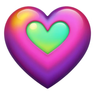 heart with layers of purple, hot pink, amber, light green, and dark purple sticker
