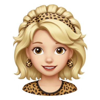Une fille blonde et joyeuse. Elle porte une coiffure rock et originale avec des barrettes pour cheveux  léopard et motif peau de vache. sticker