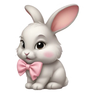 Baby bunny with coquette bow on ear sticker