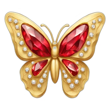 gold and red diamonds butterfly jewel sticker