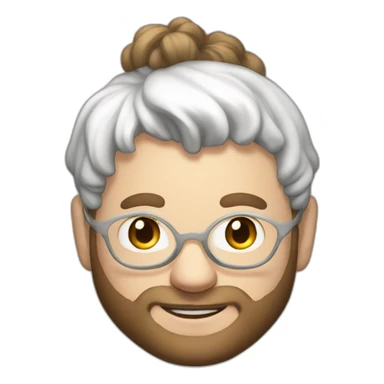 seth rogen bun hair wearing white hoodie iridescente light sticker