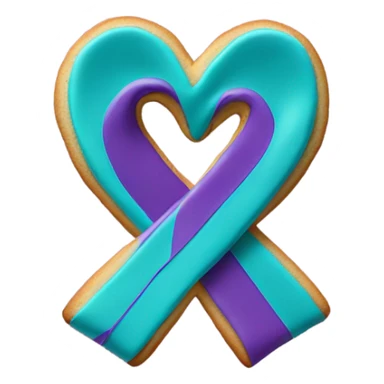 Purple teal Suicide awareness ribbon, heart cookie sticker