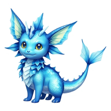 Shiny Exotic Colorful Vaporeon-Amaura-Aurorus-Fakémon-hybrid-creature (full body)  sticker