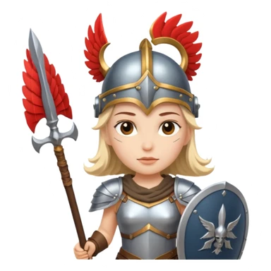 valkyrie, holding a spear and shield, winged helmet sticker