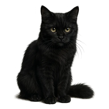 realistic goth black cat, highly detailed, no background sticker