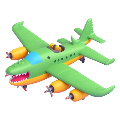 a war plane fused with a crocodile, 3D cartoon style, playful and colorful sticker