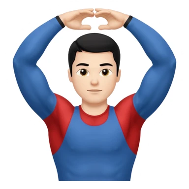 Hombre blanco pelinegro haciendo ejercicio de estiramiento de brazos sticker