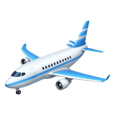 White airplane with blue stripe sticker