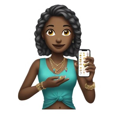 girl holding jewelry and phone sticker