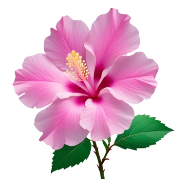 Cinematic Realistic image of a Mugunghwa flower (Rose of Sharon), rendered with delicate petal textures and vibrant pink hues, set against a minimalist background with gentle, diffused lighting that highlights its national significance sticker