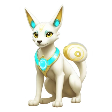 Shiny White Angelic Electric Albino Umbreon. cyan eyes and cyan markings. Golden Anubis-rings. full body sticker