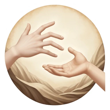 hands reaching out to each other like in the painting of the creation of Adam sticker