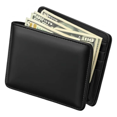 Rich emoji style black leather wallet with dollar bills, luxury money vibe, premium 3D emoji, ultra clean, high detail, no background
 sticker