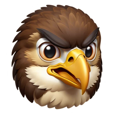 Cinematic Comical Hawk Portrait Emoji, Head tilted dramatically with an exaggeratedly shocked expression, featuring a sharply defined beak and wide, comically expressive eyes full of playful disbelief, Simplified yet hilariously expressive features, highly detailed, glowing with a slightly sassy glow, high shine, dramatic yet playful, stylized with an air of cheeky aerial mischief, soft glowing outline, capturing the essence of a meme-worthy hawk that looks ready to side-eye its way into viral fame! sticker